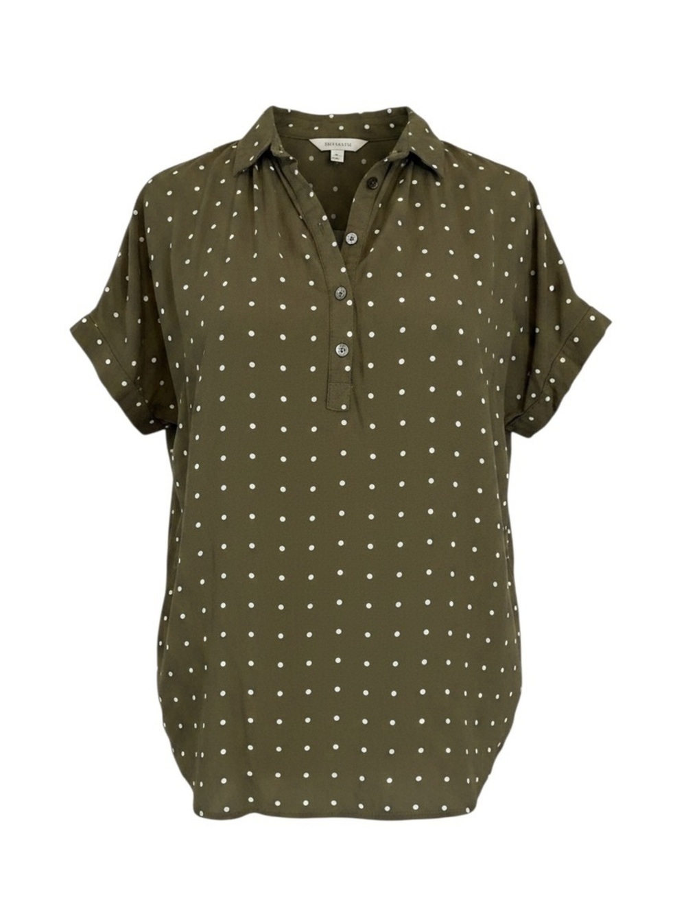 Madewell Olive Green Polka Dot Button-Up Blouse
